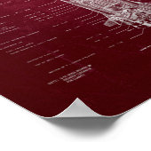 NASA Apollo Saturn / Rocket Blueprint (rot) Poster (Ecke)