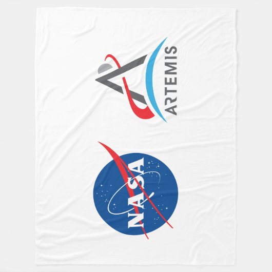 NASA Artemis Logo Rocket White Fleecedecke (Vorderseite)