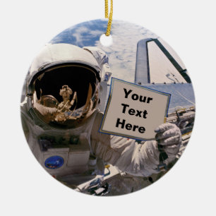 NASA-Astronaut mit Schild - Benutzerdefinierten Te Keramik Ornament