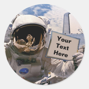 NASA-Astronaut mit Schild - Benutzerdefinierten Te Runder Aufkleber