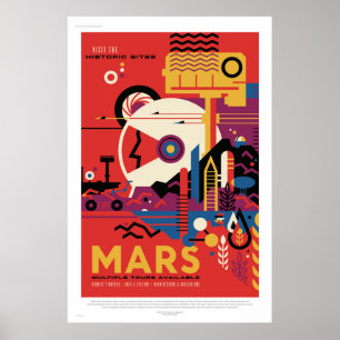 NASA Future Travel Poster Besuchen Mars Space Vint