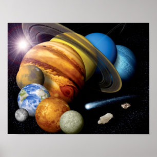 NASA JPL Montage der Planeten des Sonnensystems We Poster