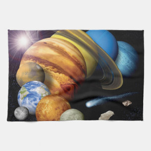 NASA JPL Solar System Planets Montage Space Foto Geschirrtuch