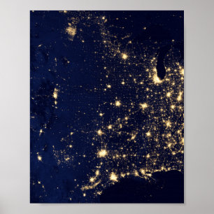 Nasa-Lichter aus dem Weltraum USA Poster