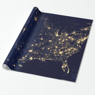 Nasa Lights aus Space USA Geschenkpapier