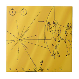 NASA Pioneer 10 Raumsonde Goldplakette Fliese