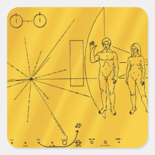 NASA Pioneer 10 Raumsonde Goldplakette Quadratischer Aufkleber