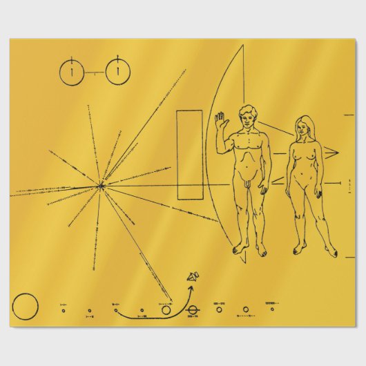 NASA Pioneer 10 Space Probe Gold Plaque Geschenkpapier (Flach)