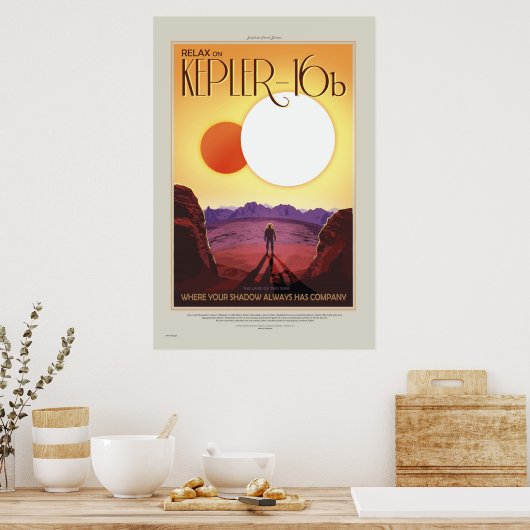 NASA Retro ExoPlanet Tour Kepler-16b Reiseplakat Poster (Küche)