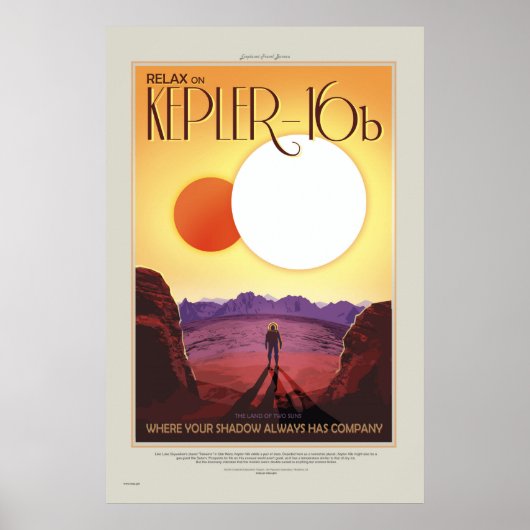NASA Retro ExoPlanet Tour Kepler-16b Reiseplakat Poster (Vorne)