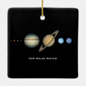NASA Sonnensystemplangrößen Weihnachtskarte Keramikornament (Rückseite)