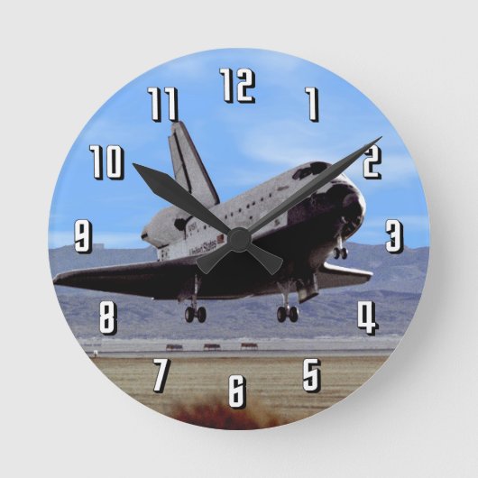 NASA Space Shuttle Atlantis Landung Edwards AFB Runde Wanduhr (Vorderseite)