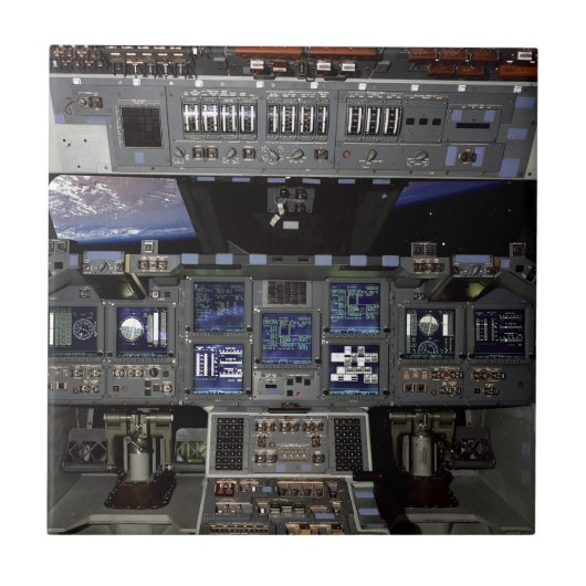 NASA Space Shuttle Cockpit Earth Orbit Window View Fliese (Vorderseite)