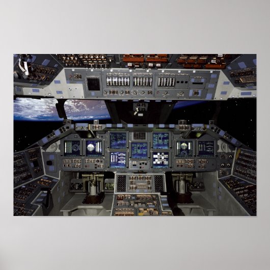 NASA Space Shuttle Cockpit Earth Orbit Window View Poster (Vorne)
