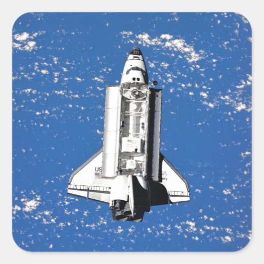 NASA Space Shuttle Discovery Earth Orbit Quadratischer Aufkleber (Vorderseite)
