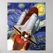 NASA Space Shuttle Launch Van Gogh Starry Night Po Poster (Vorne)