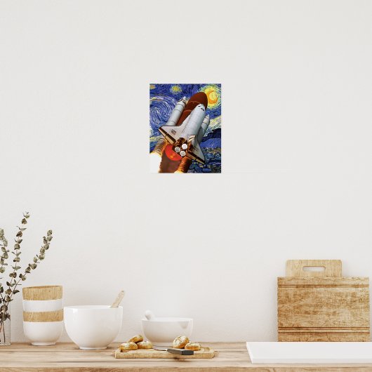 NASA Space Shuttle Launch Van Gogh Starry Night Po Poster (Küche)