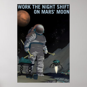 NASA Weltraumforschung Nachtschicht arbeiten an Poster