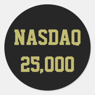 NASDAQ 25000 Börsenfeier Runder Aufkleber