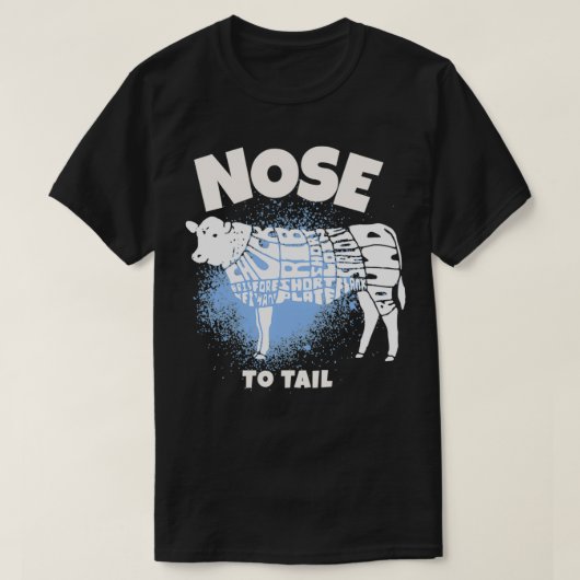 Nase zum Schwanz Kuh Fleischfresser Keto Paleo Diä T-Shirt (Design vorne)