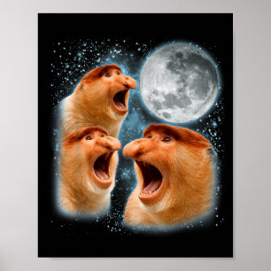 Nasenaffe Liebhaber Galaxie Mond Wildtier Tier Poster