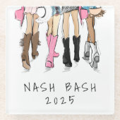 Nash Bash Bachelorette Fashion Cowboy Boots Glasuntersetzer (Vorderseite)