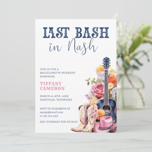 Nash Bash Cowgirl Junggeselinnen-Abschied Weekend Einladung (Stehend Vorderseite)