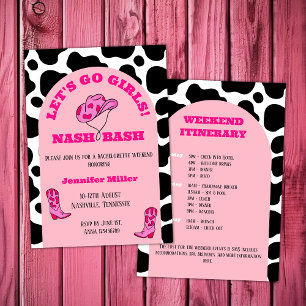 Nash Bash Cowgirl Pink Bachelorette Girls Weekend Einladung