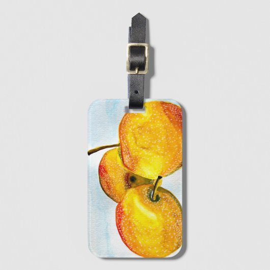 Nashi Birne Aquarellfrucht Art Gepäckanhänger (Vorderseite Vertikal)