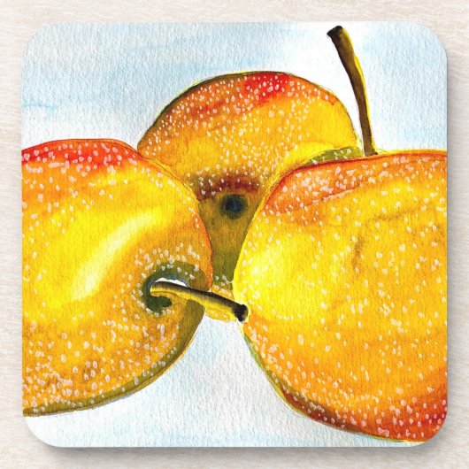 Nashi Birnen Gelbe Aquarellfrucht Getränkeuntersetzer (Vorderseite)