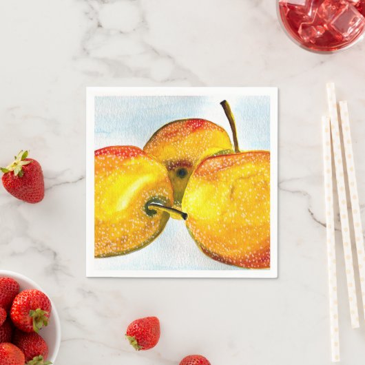 Nashi Birnen Gelbe Aquarellfrucht Serviette (Beispiel)