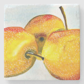 Nashi Birnen Gelbe Aquarellfrucht Steinuntersetzer (Vorderseite)