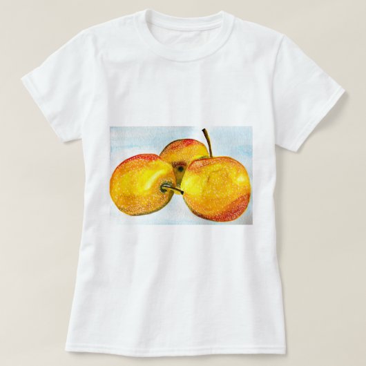 Nashi Birnen Gelbe Aquarellfrucht T-Shirt (Design vorne)