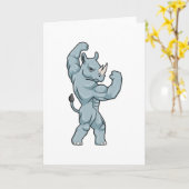 Nashorn als Bodybuilder extrem Karte (Gelbe Blume)