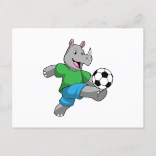 Nashorn als Fußballspieler mit Fußball Postkarte