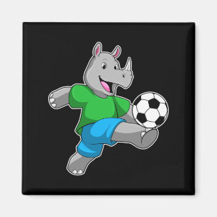 Nashorn als Fußballspieler mit Fußball-T-Shirt  Magnet