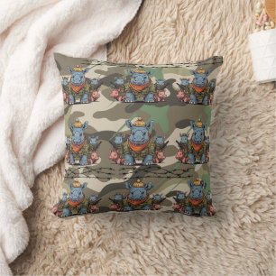 Nashorn-Armeemuster Kissen