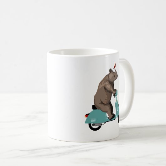 Nashorn auf Moped Kaffeetasse (VorderseiteRechts)