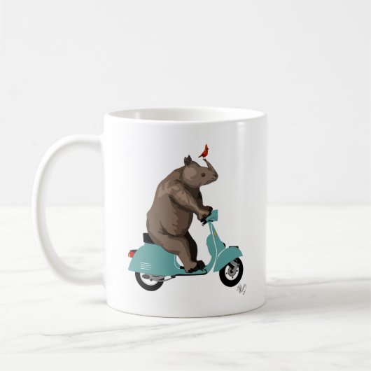 Nashorn auf Moped Kaffeetasse (Links)