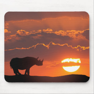 Nashorn bei Sonnenuntergang, Masai Mara, Kenia Mousepad