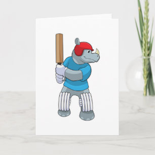 Nashorn beim Cricket mit Cricket-Schläger Karte