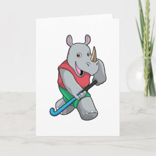 Nashorn beim Hockey mit Hockeyschläger Karte
