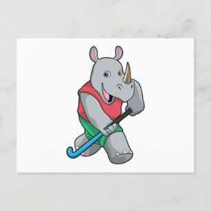Nashorn beim Hockey mit Hockeyschläger Postkarte