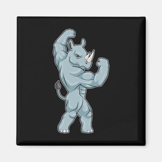 Nashorn Bodybuilder Bodybuilding Sport Magnet (Vorne)