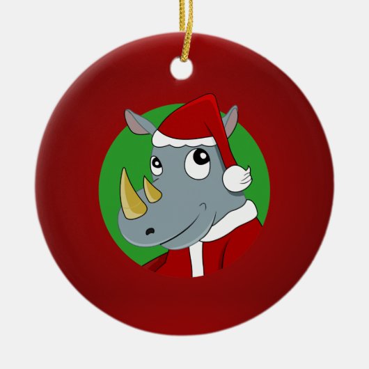 Nashorn-Cartoon Keramik Ornament (Vorne)