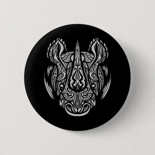 Nashorn-Gesicht Ornament-Design Button (Vorderseite)