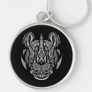 Nashorn-Gesicht Ornamentdesign Schlüsselanhänger