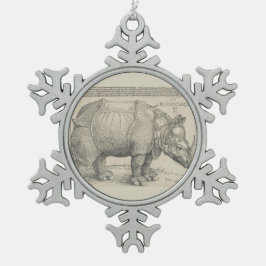Nashorn, Holzschnitt durch Albrecht Durer Schneeflocken Zinn-Ornament