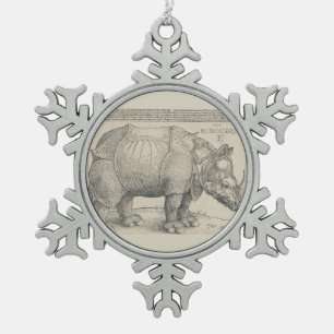 Nashorn, Holzschnitt durch Albrecht Durer Schneeflocken Zinn-Ornament