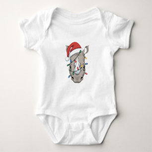 Nashorn in Weihnachtslichter eingewickelt Santa-Ti Baby Strampler